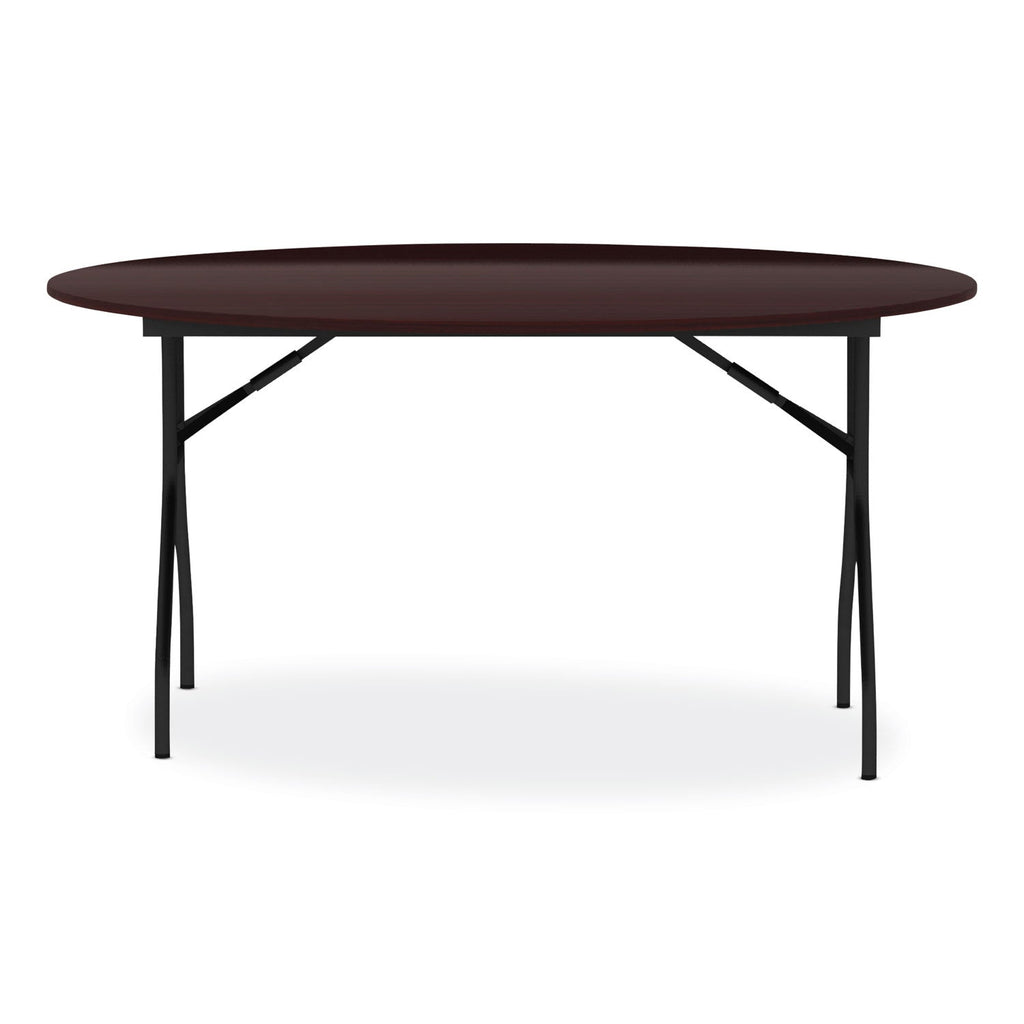 Alera Round Wood Folding Table, 59" Diameter x 29.13h, Mahogany