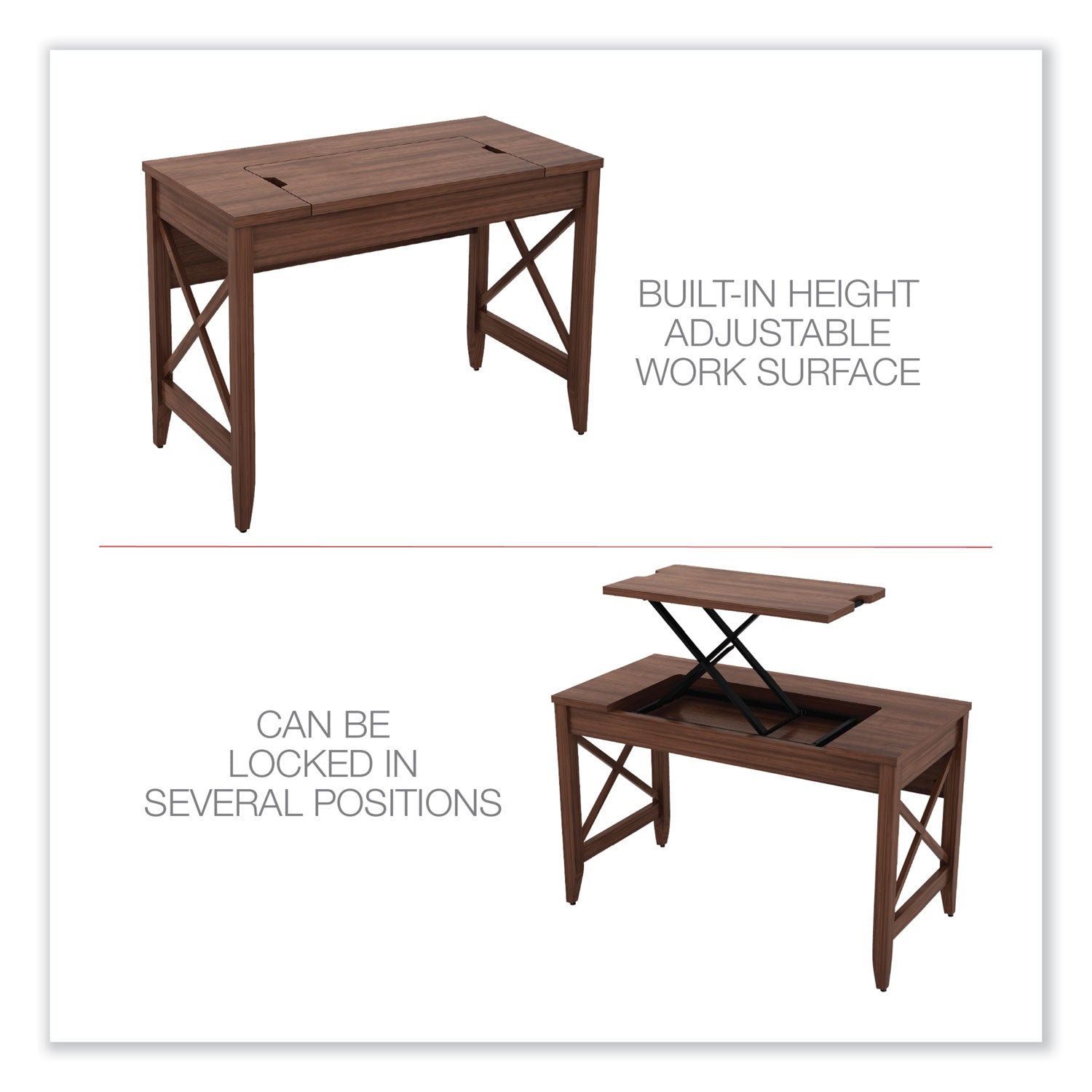 Alera Sit-to-Stand Table Desk, 47.25" x 23.63" x 29.5" to 43.75", Modern Walnut