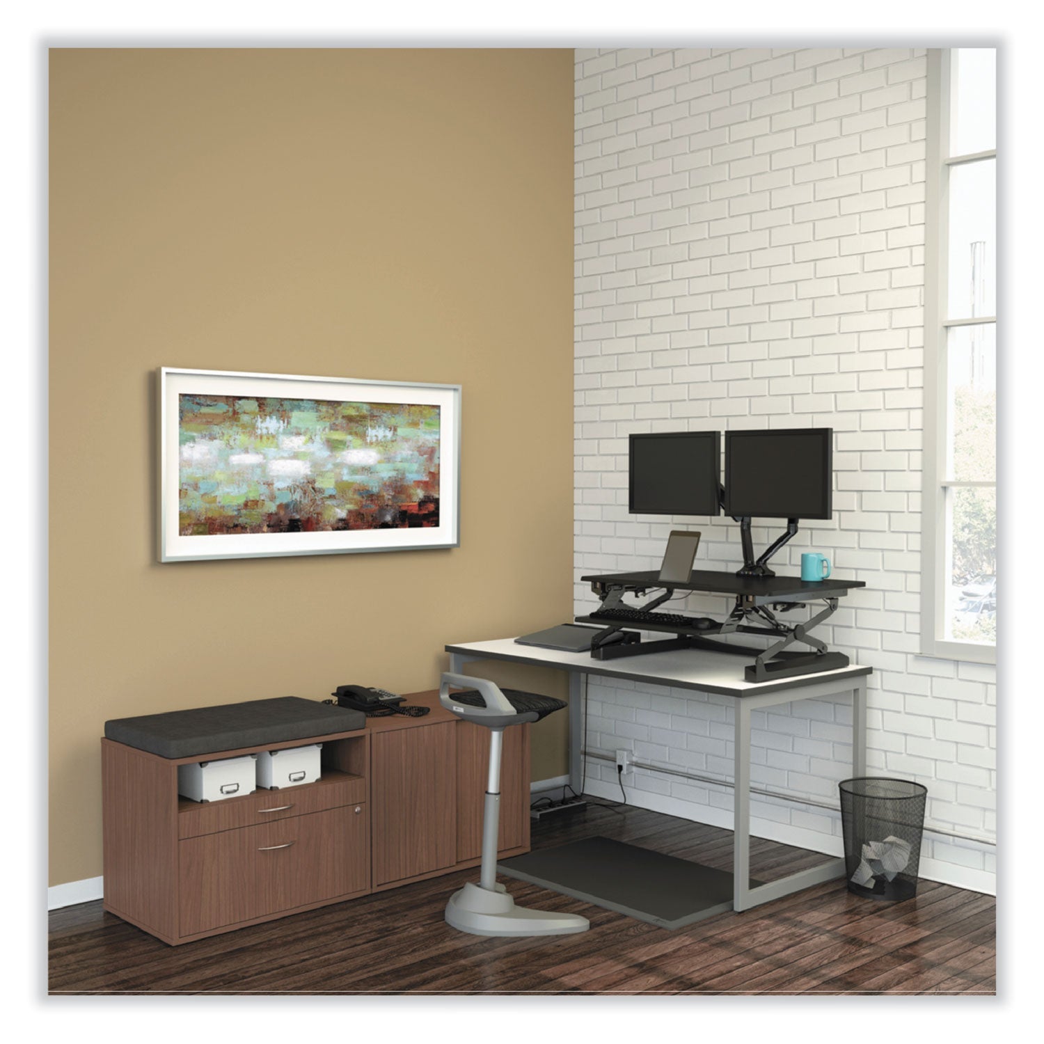 Alera Open Office Low Storage Cabinet Credenza, 29 1/2 x 19 1/8x 22 7/8, Walnut