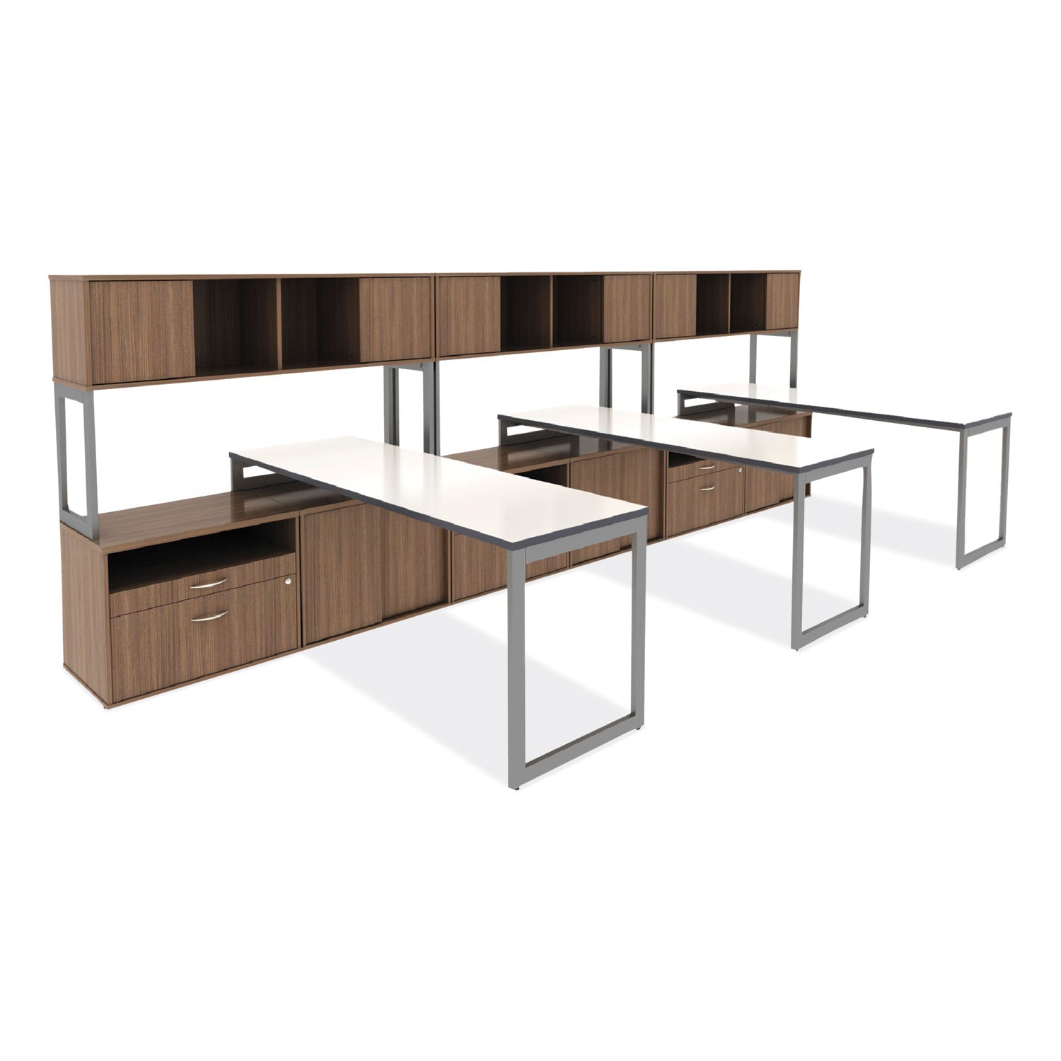Alera Open Office Low Storage Cabinet Credenza, 29 1/2 x 19 1/8x 22 7/8, Walnut