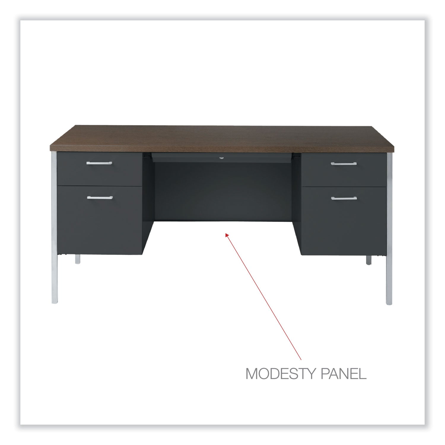 Alera Double Pedestal Steel Desk, 60" x 30" x 29.5", Mocha/Black