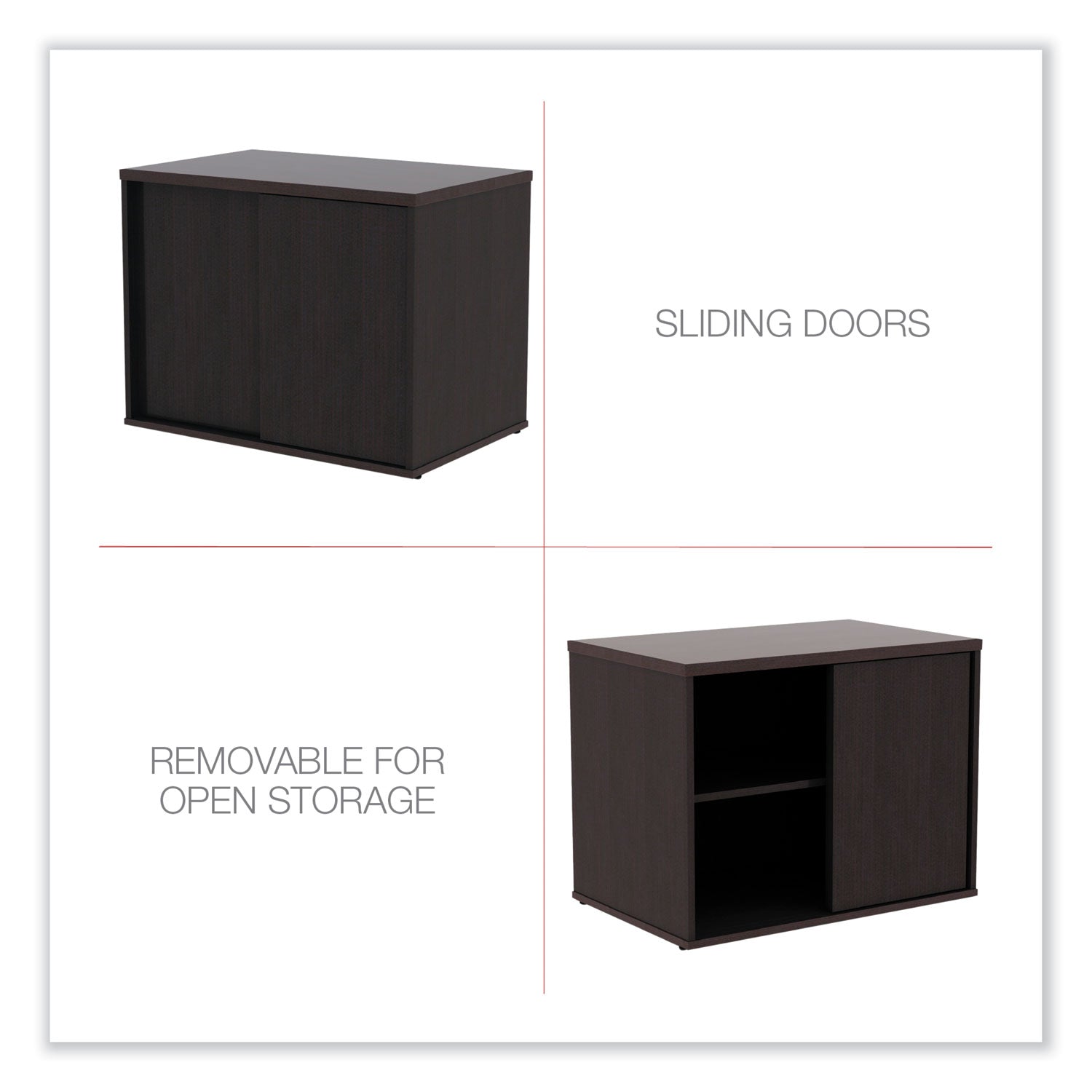 Alera Open Office Low Storage Cab Cred, 29.5w x 19.13d x 22.88h, Espresso