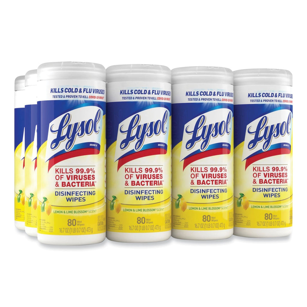 LYSOL Disinfecting Wipes, 7 x 7.25, Lemon and Lime Blossom, 35 Wipes/Canister, 12 Canisters/Carton