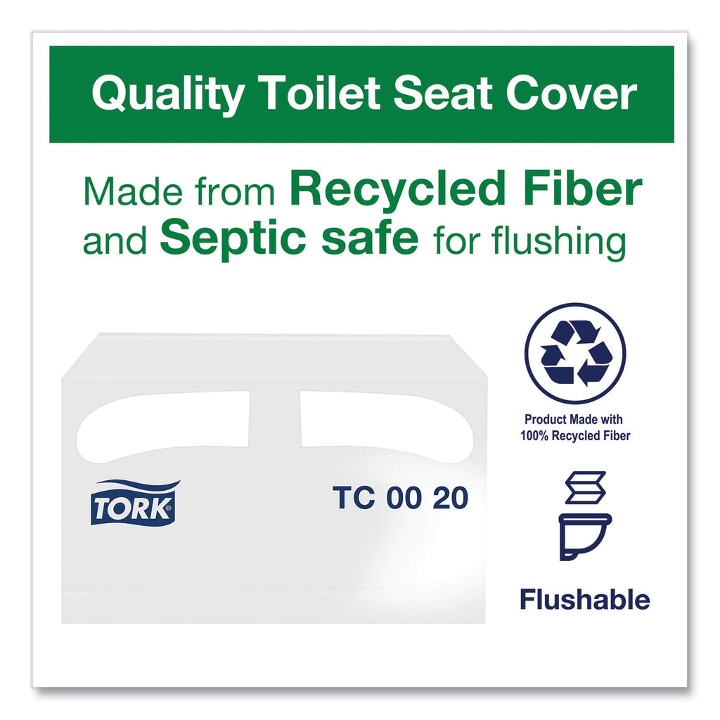Tork Toilet Seat Cover, Half-Fold, 14.5 x 17, White, 250/Pack, 20 Packs/Carton