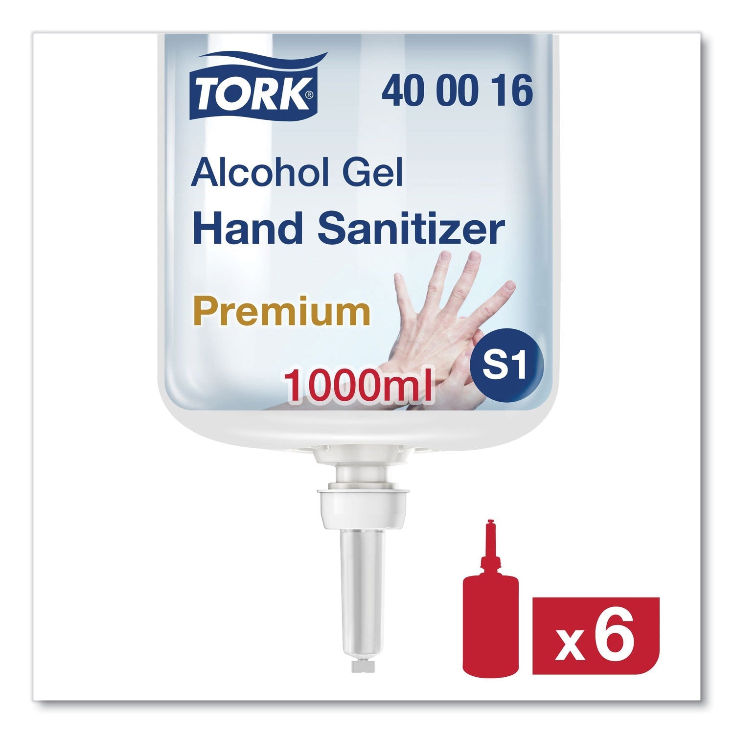 Tork Premium Alcohol Gel Hand Sanitizer, 1 L Bottle, Light Scent, 6/Carton