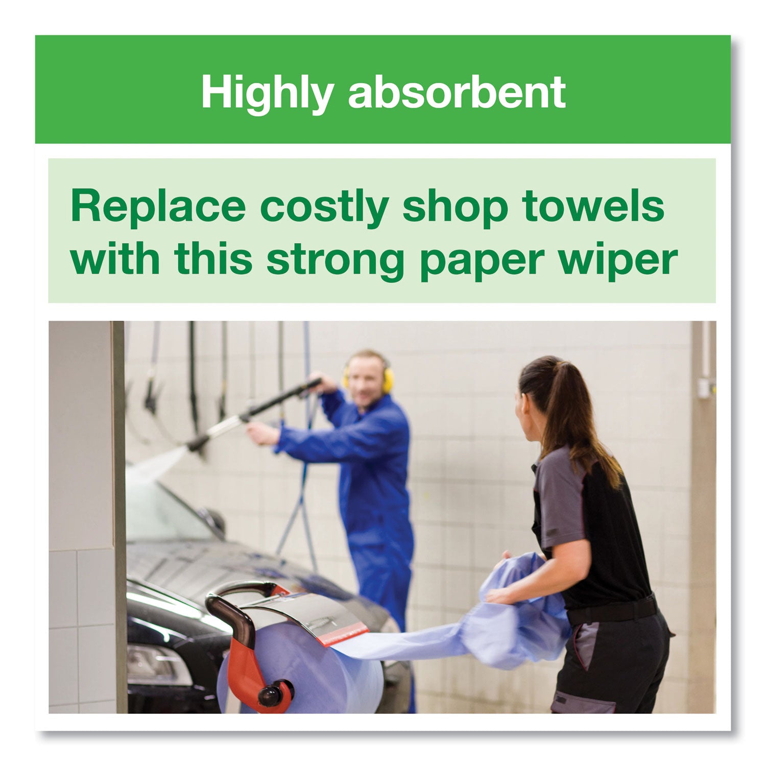 Tork Heavy-Duty Paper Wiper, 11.1" x 800 ft, Blue