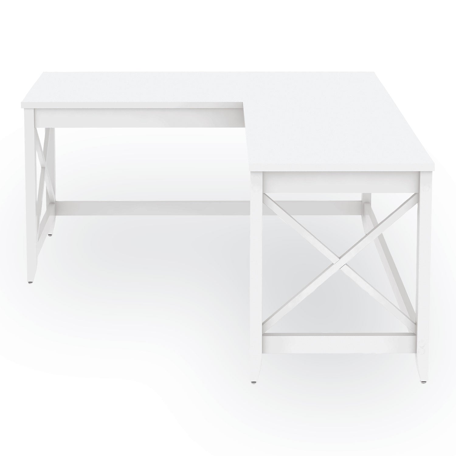 Workspace by Alera L-Shaped Farmhouse Desk, 58.27" x 58.27" x 29.53", White