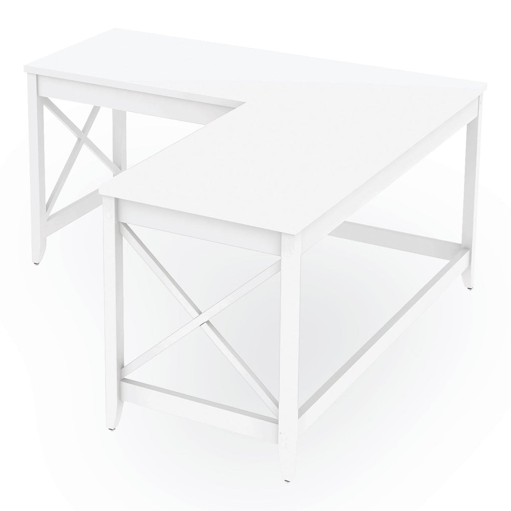 Workspace by Alera L-Shaped Farmhouse Desk, 58.27" x 58.27" x 29.53", White