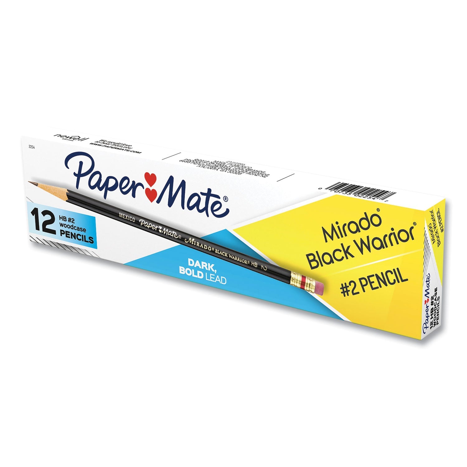 Paper Mate Mirado Black Warrior Pencil, HB (#2), Black Lead, Black Matte Barrel, Dozen