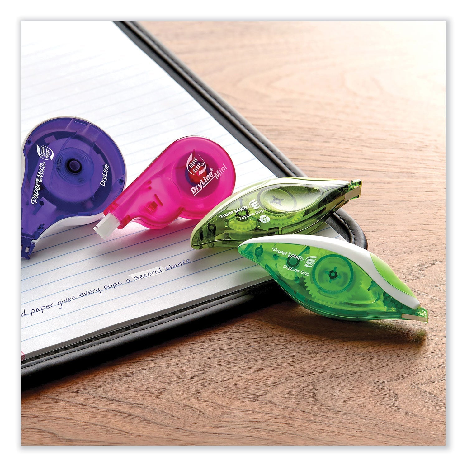 Paper Mate DryLine Grip Correction Tape, Blue/Purple Applicators, 0.2" x 335",  2/Pack