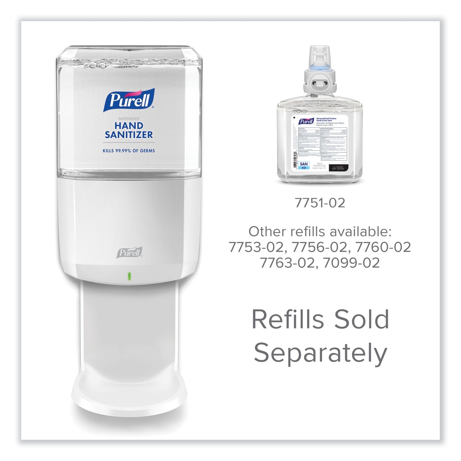 PURELL ES8 Touch Free Hand Sanitizer Dispenser, 1,200 mL, 5.25 x 8.56 x 12.13, White