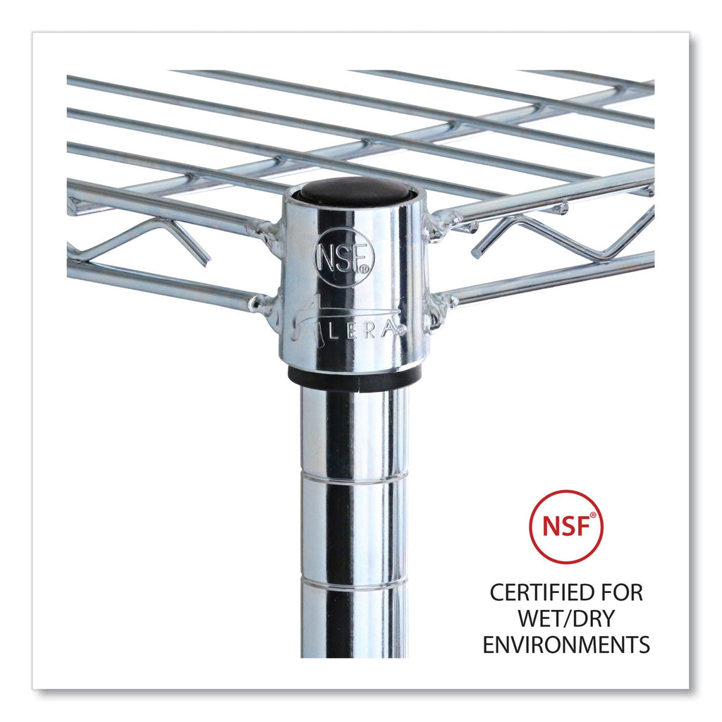 Alera 5-Shelf Wire Shelving Kit with Casters and Shelf Liners, 36w x 18d x 72h, Silver