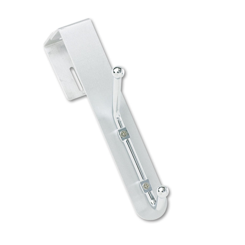 Safco Over-The-Panel Double-Garment Hook, Satin Aluminum/Chrome