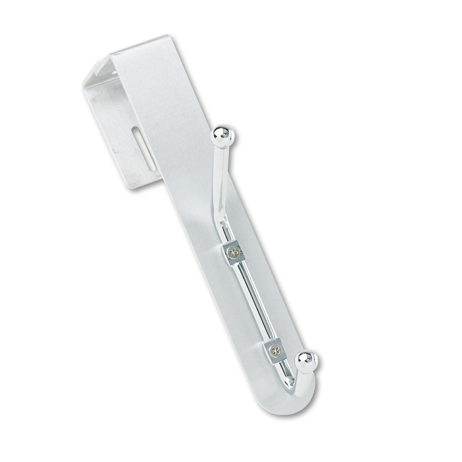 Safco Over-The-Panel Double-Garment Hook, Satin Aluminum/Chrome