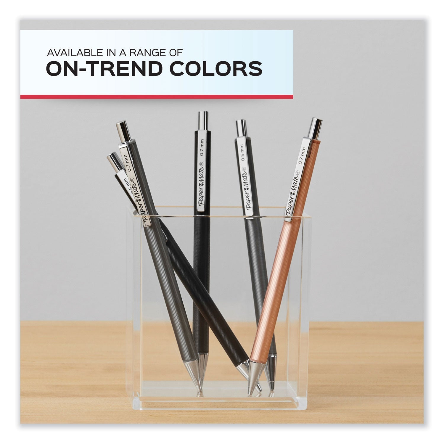Paper Mate Advanced Mechanical Pencils, 0.5 mm, HB (#2), Black Lead, Black; Gray Barrel, 2/Pack