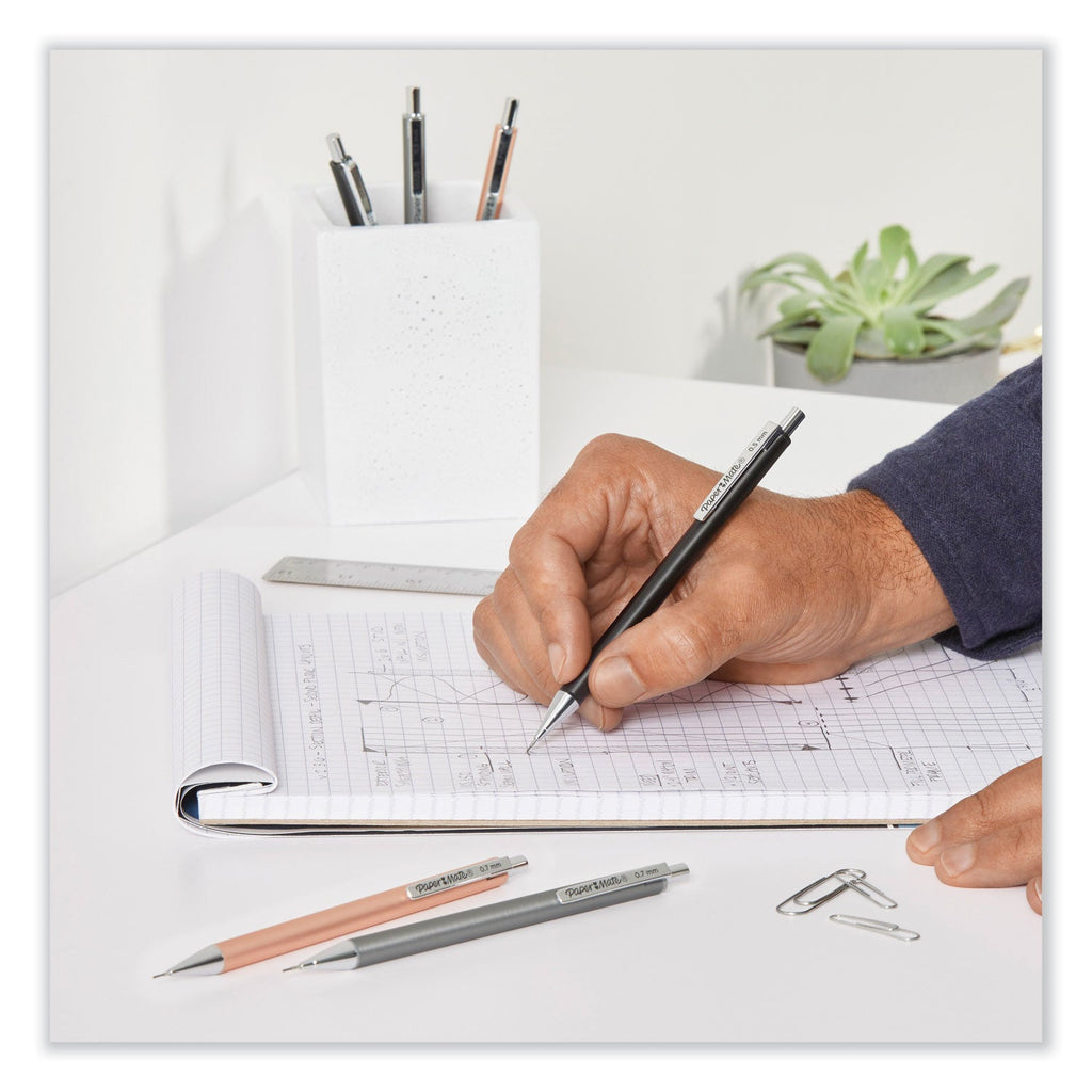 Paper Mate Advanced Mechanical Pencils, 0.5 mm, HB (#2), Black Lead, Black; Gray Barrel, 2/Pack