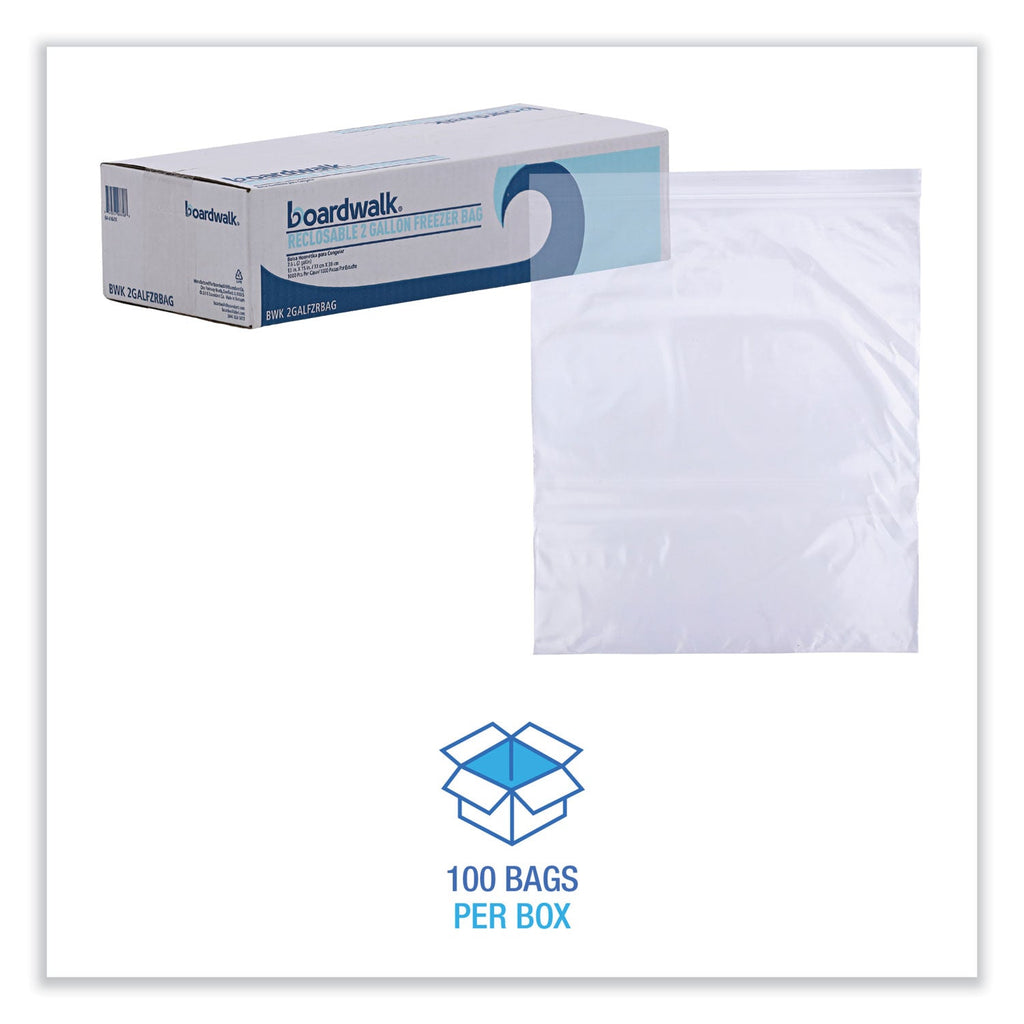 Boardwalk Reclosable Food Storage Bags, 2 gal, 2.7 mil, 13" x 15", Clear, 100/Box
