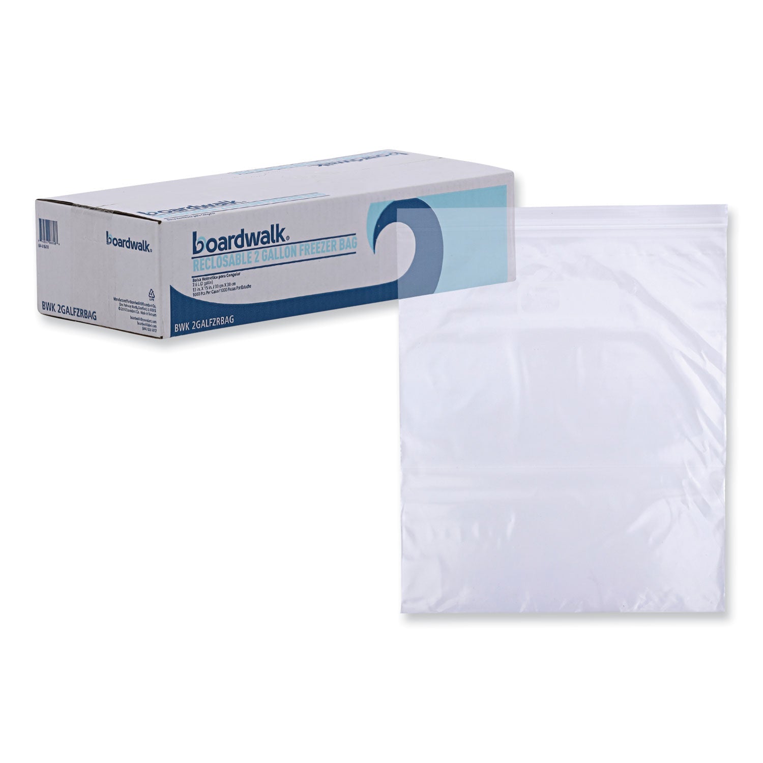 Boardwalk Reclosable Food Storage Bags, 2 gal, 2.7 mil, 13" x 15", Clear, 100/Box