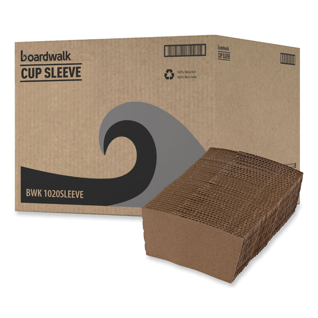 Boardwalk Cup Sleeves, Fits 10 oz to 20 oz Hot Cups, Kraft, 1,200/Carton