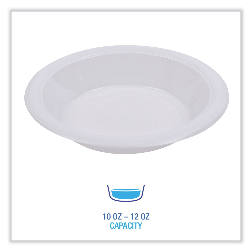 Boardwalk Hi-Impact Plastic Dinnerware, Bowl, 10 to 12 oz, White, 1,000/Carton