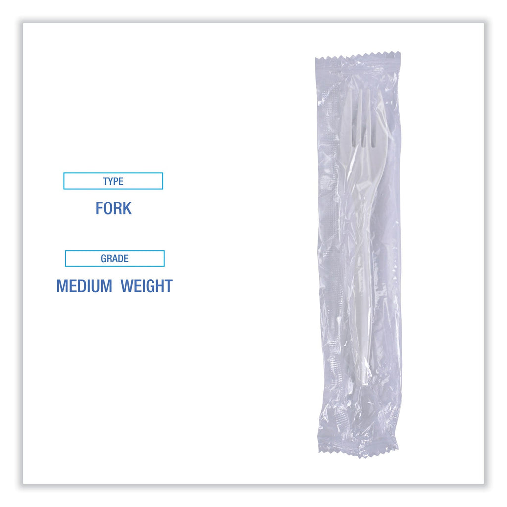 Boardwalk Mediumweight Wrapped Polypropylene Cutlery, Fork, White, 1000/Carton