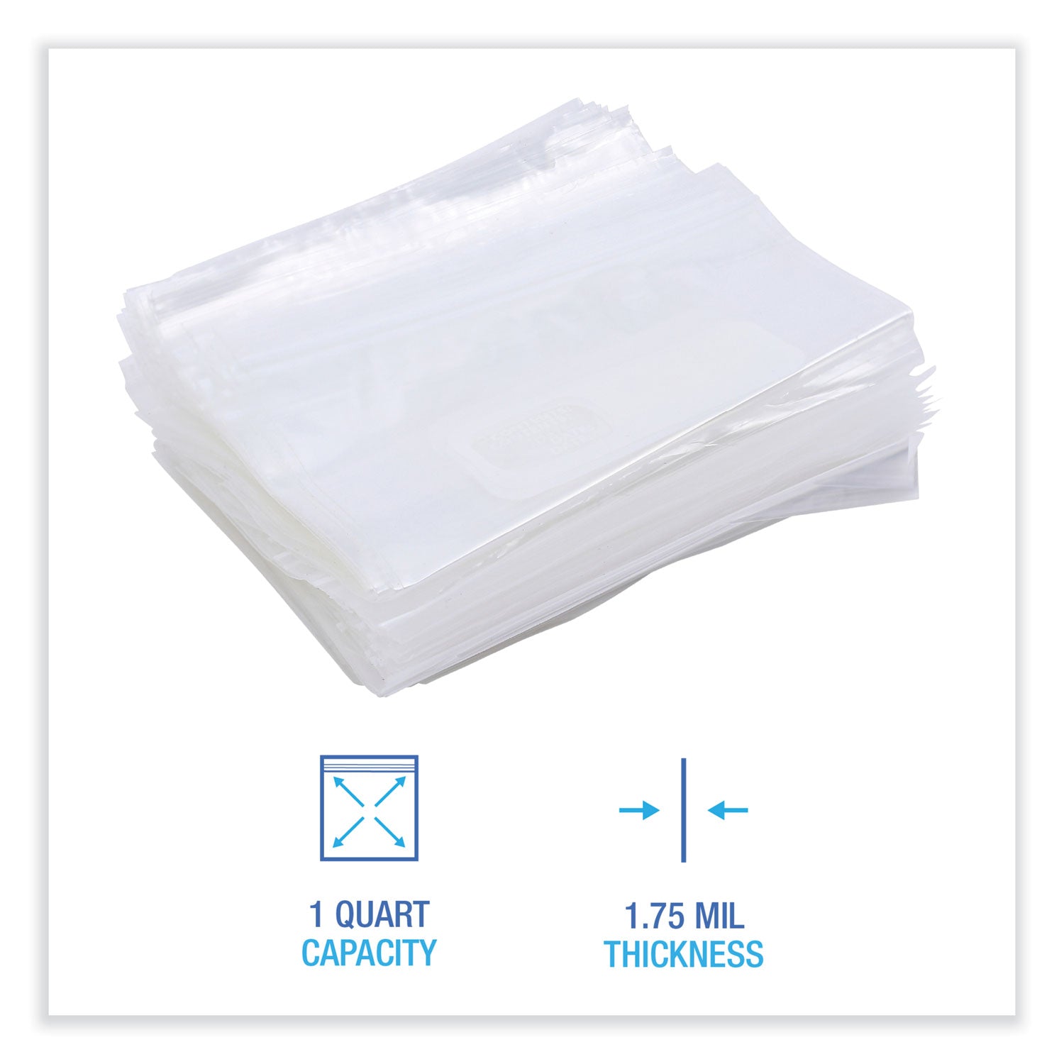 Boardwalk Reclosable Food Storage Bags, 1 qt, 1.75 mil, 7" x 8", Clear, 500/Box