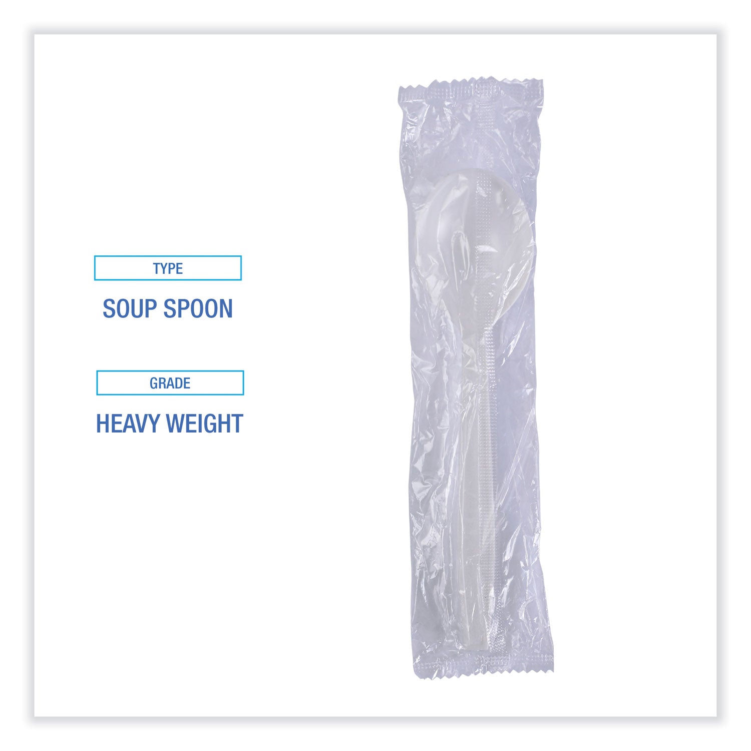 Boardwalk Heavyweight Wrapped Polypropylene Cutlery, Soup Spoon, White, 1,000/Carton