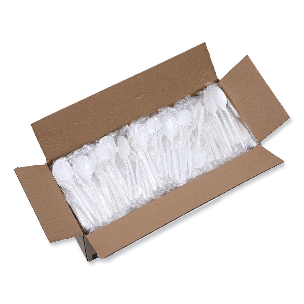 Boardwalk Heavyweight Wrapped Polypropylene Cutlery, Soup Spoon, White, 1,000/Carton
