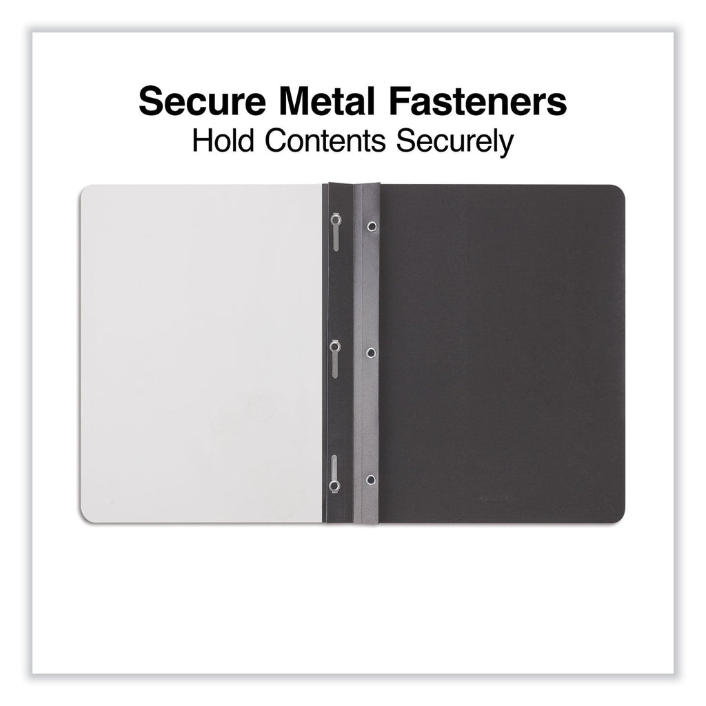 Universal Clear Front Report Cover with Fasteners, Three-Prong Fastener, 0.5" Capacity, 8.5 x 11, Clear/Black, 25/Box