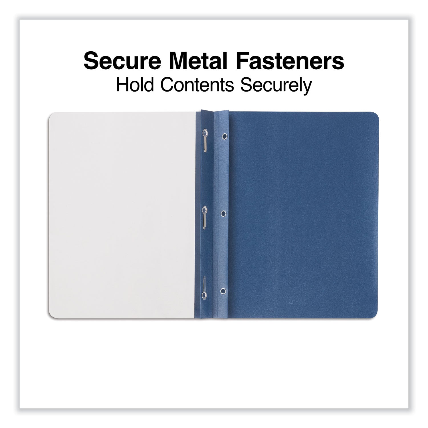 Universal Clear Front Report Cover, Prong Fastener, 0.5" Capacity, 8.5 x 11, Clear/Dark Blue, 25/Box