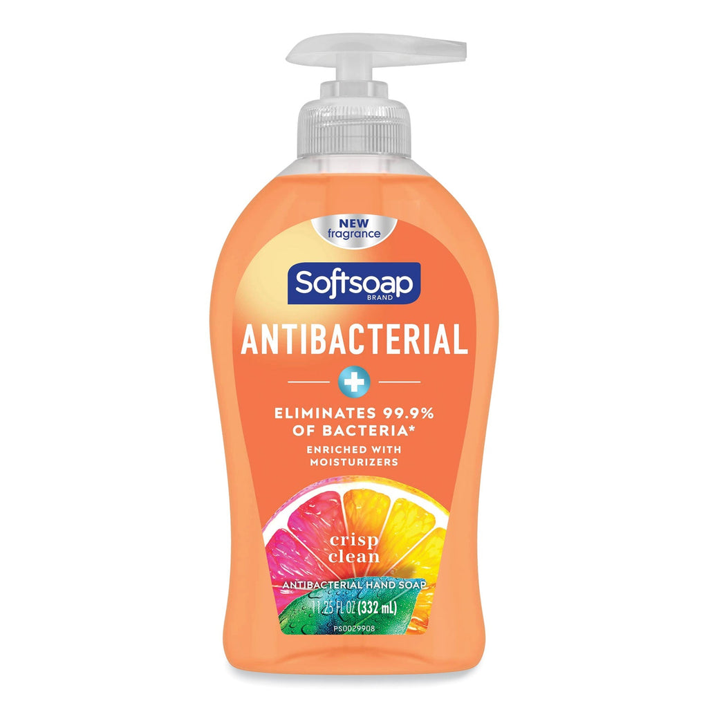 Softsoap Antibacterial Hand Soap, Crisp Clean, 11.25 oz Pump Bottle, 6/Carton
