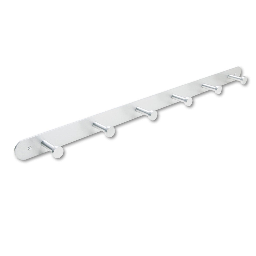 Safco Nail Head Wall Coat Rack, Six Hooks, Metal, 36w x 2.75d x 2h, Satin