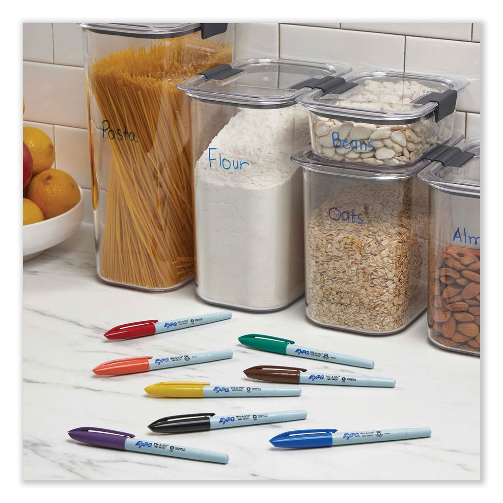 EXPO Vis-a-Vis Wet Erase Marker, Fine Bullet Tip, Black, 36/Pack