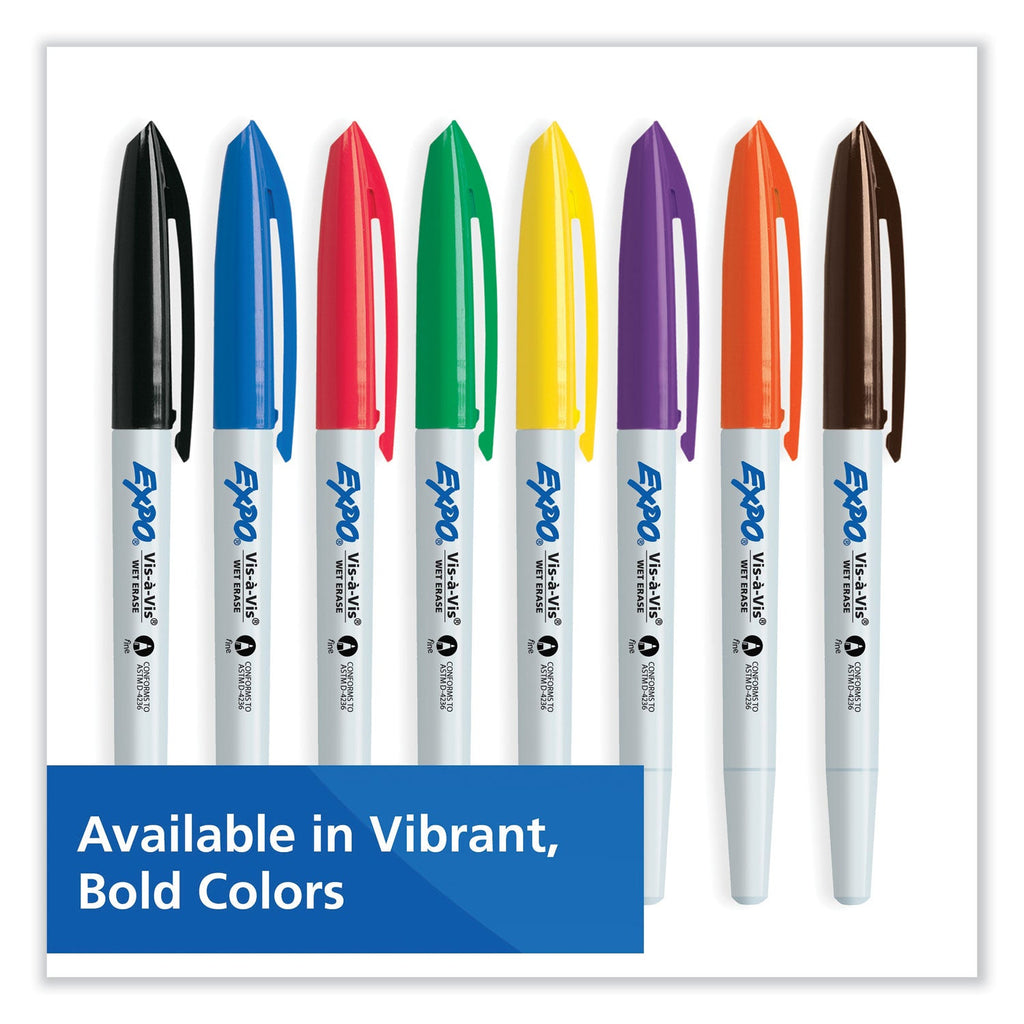 EXPO Vis-a-Vis Wet Erase Marker, Fine Bullet Tip, Black, 36/Pack