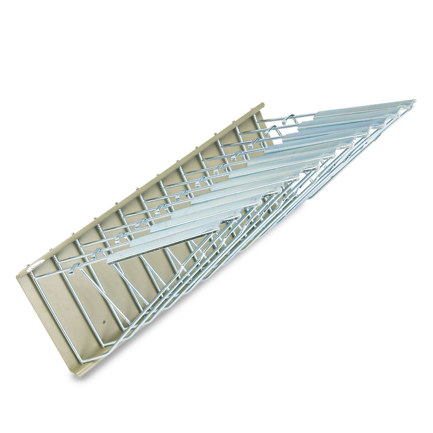 Safco Sheet File Pivot Wall Rack, 12 Hanging Clamps, 24w x 14.75d x 9.75h, Sand