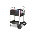 Safco Scoot Dual-Purpose Mail and Filing Cart, Metal, 1 Shelf, 2 Bins, 22" x 27" x 40.5", Black/Silver