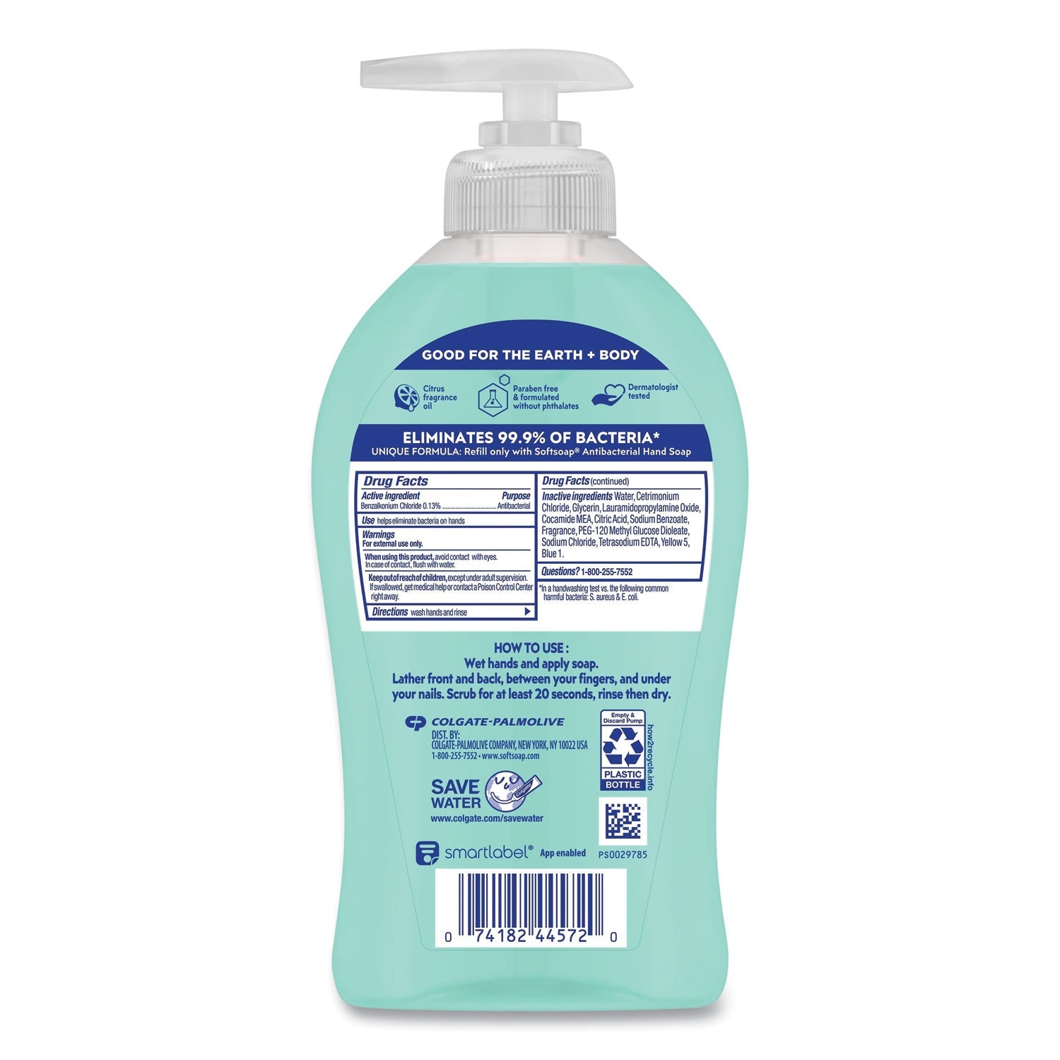 Softsoap Antibacterial Hand Soap, Fresh Citrus, 11.25 oz Pump Bottle, 6/Carton