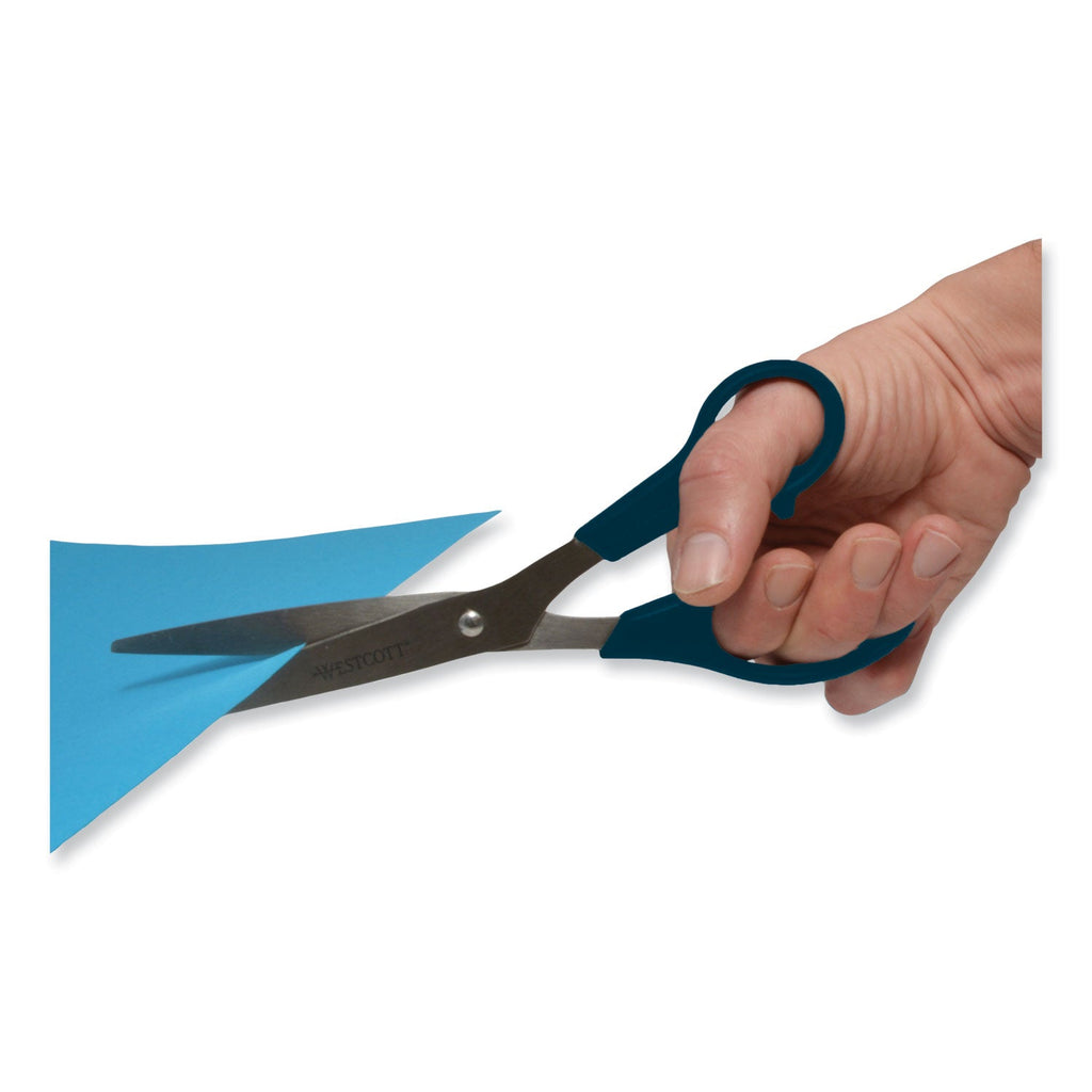 Westcott Value Line Stainless Steel Shears, 8" Long, 3.5" Cut Length, Black Straight Handle