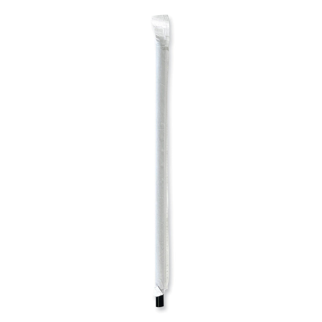 Boardwalk Wrapped Jumbo Straws, 7.75", Polypropylene, Black, 250/Pack, 50 Packs/Carton