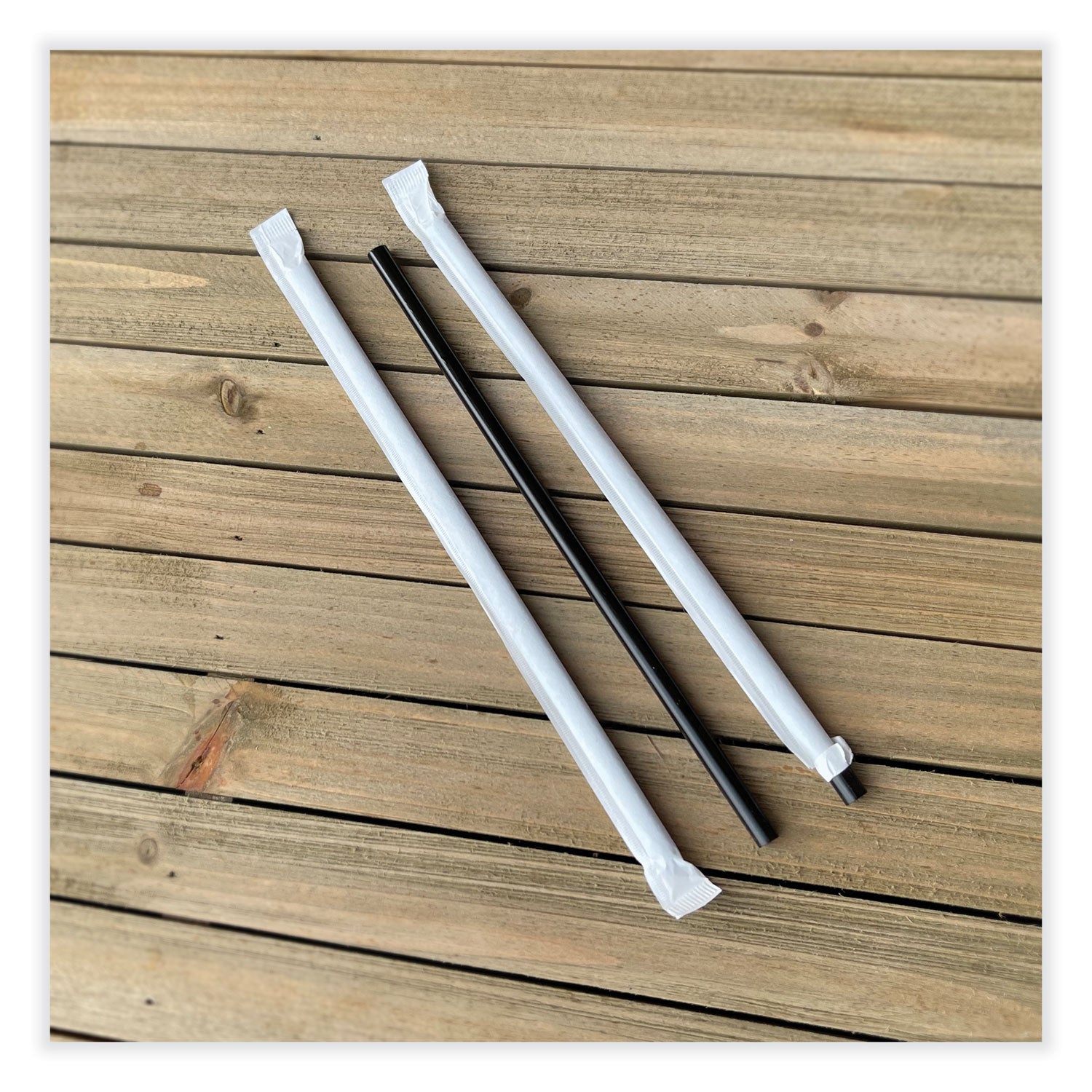 Boardwalk Wrapped Jumbo Straws, 7.75", Polypropylene, Black, 250/Pack, 50 Packs/Carton