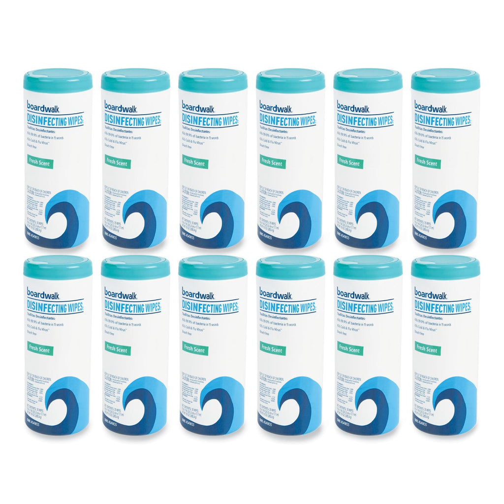 Boardwalk Disinfecting Wipes, 7 x 8, Fresh Scent, 35/Canister, 12 Canisters/Carton