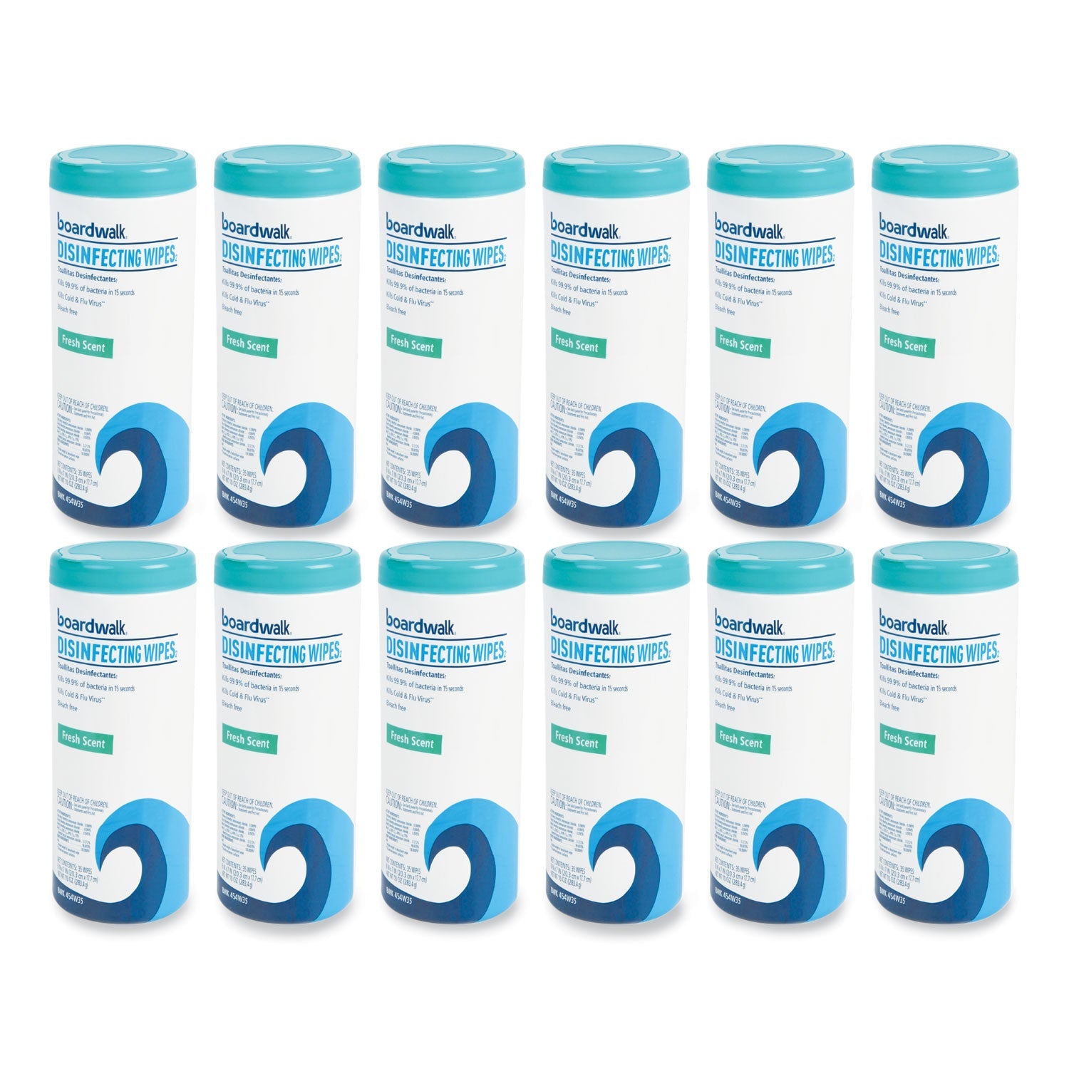 Boardwalk Disinfecting Wipes, 7 x 8, Fresh Scent, 35/Canister, 12 Canisters/Carton