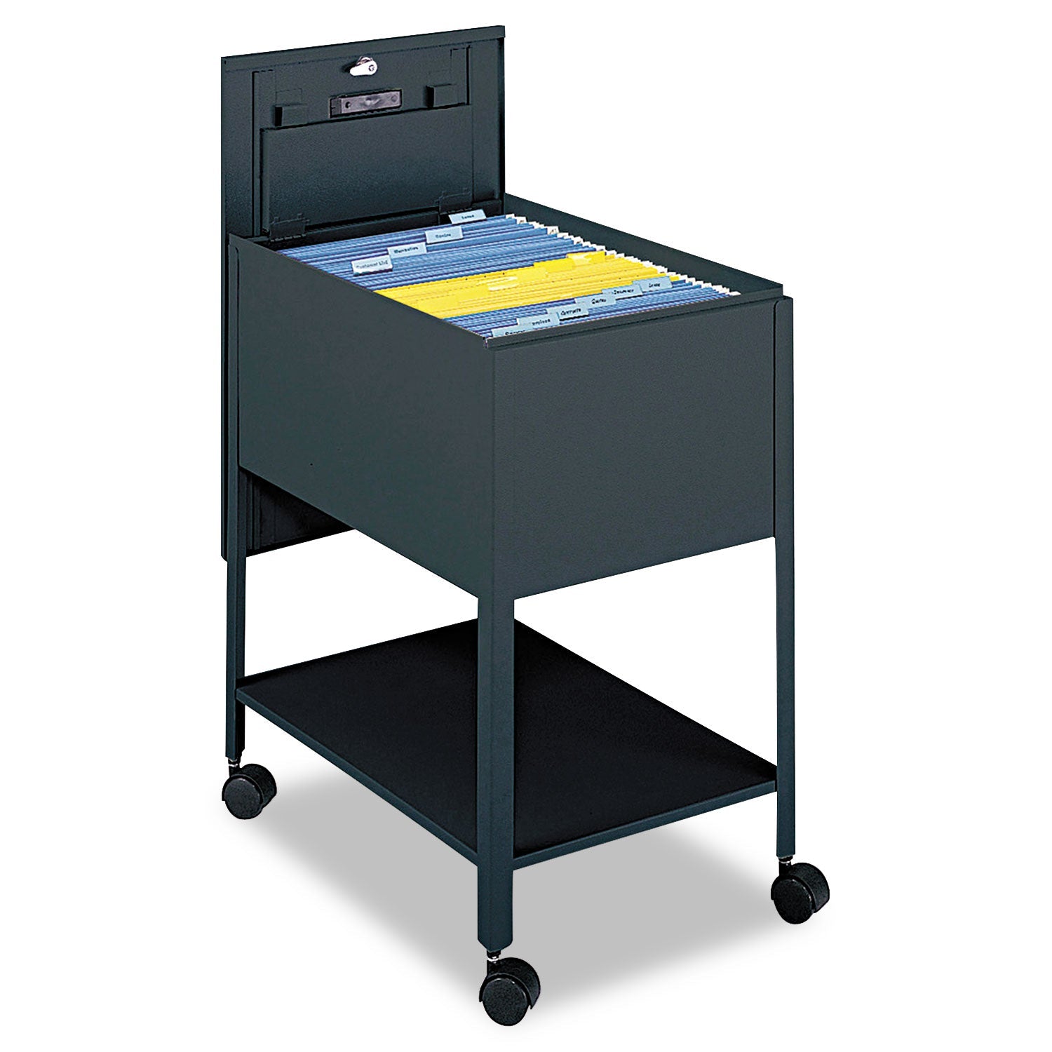 Safco Extra-Deep Locking Mobile Tub File, Legal Size, Metal, 1 Shelf, 1 Bin, 16.5" x 24.75" x 28.25", Black