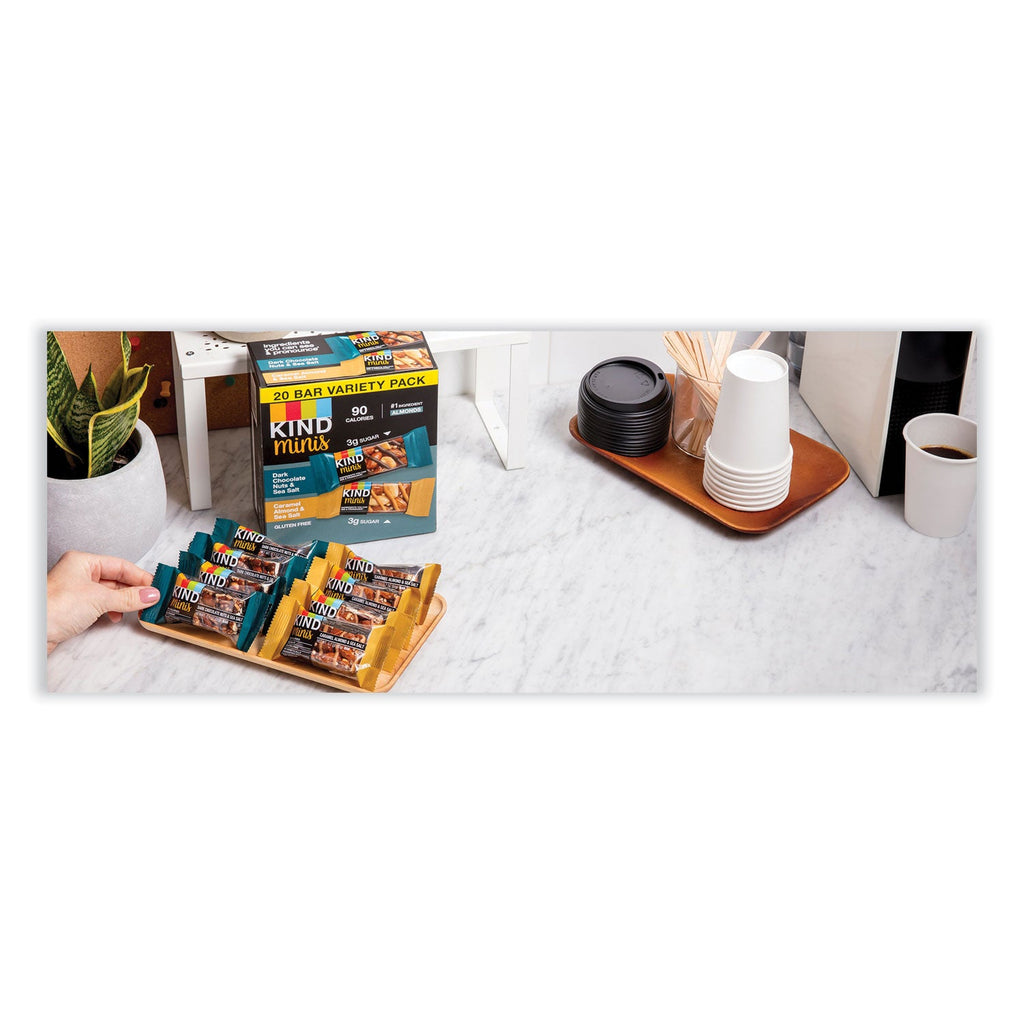 KIND Minis, Salted Caramel and Dark Chocolate Nut/Dark Chocolate Almond and Coconut, 0.7 oz, 20/Pack