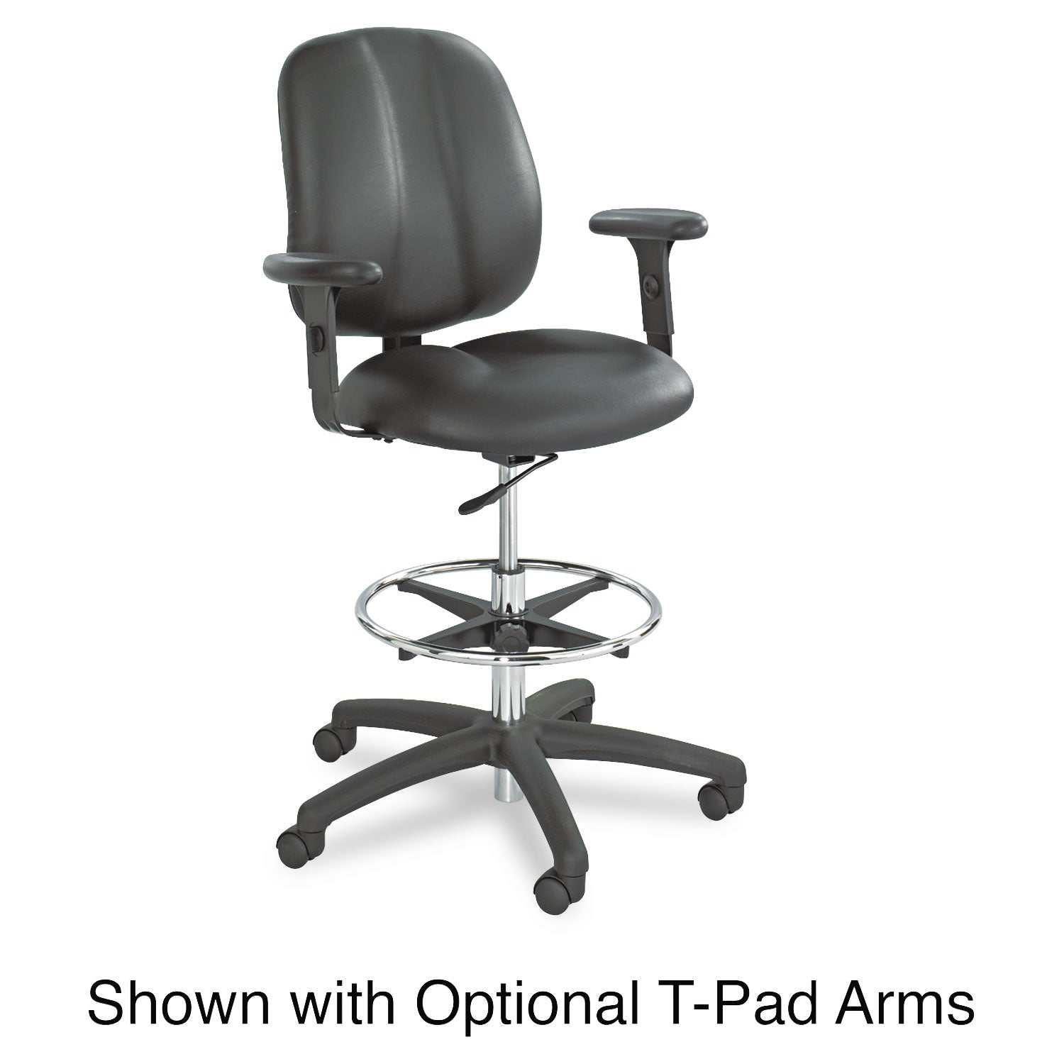 Safco Apprentice II Extended-Height Chair, Supports Up to 250 lb, 22" to 32" Seat Height, Black