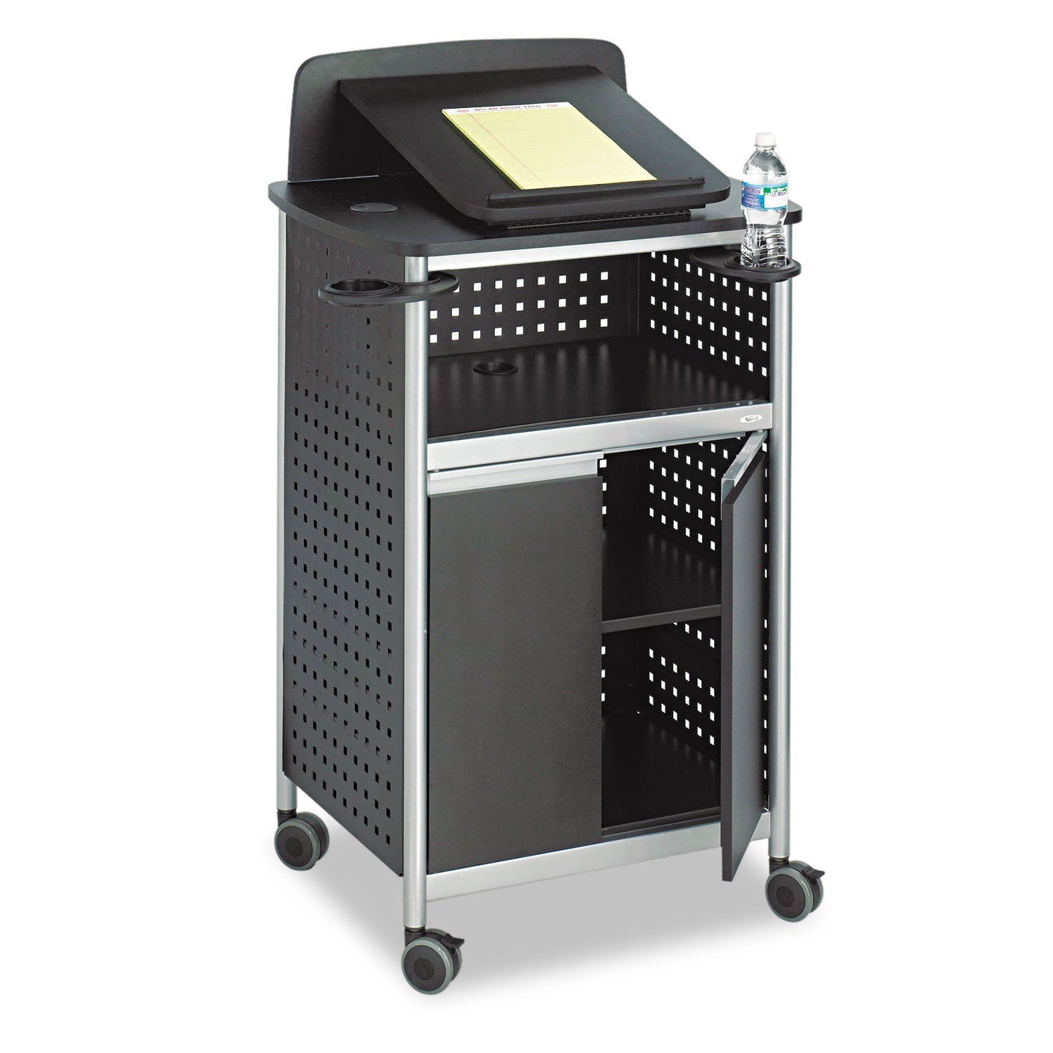 Safco Scoot Multipurpose Mobile Lectern, 28.75 x 22 x 49.75, Black/Silver