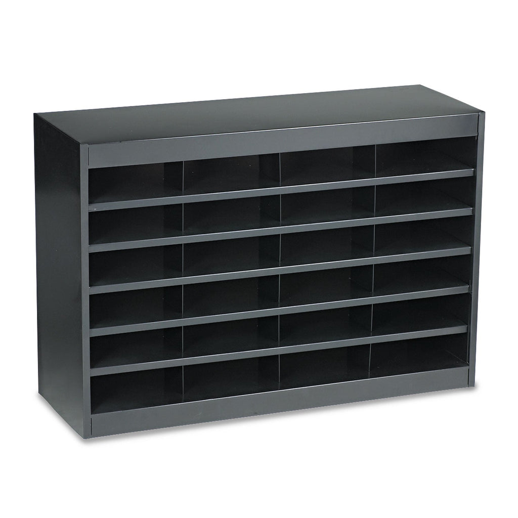 Safco Steel/Fiberboard E-Z Stor Sorter, 24 Compartments, 37.5 x 12.75 x 25.75, Black