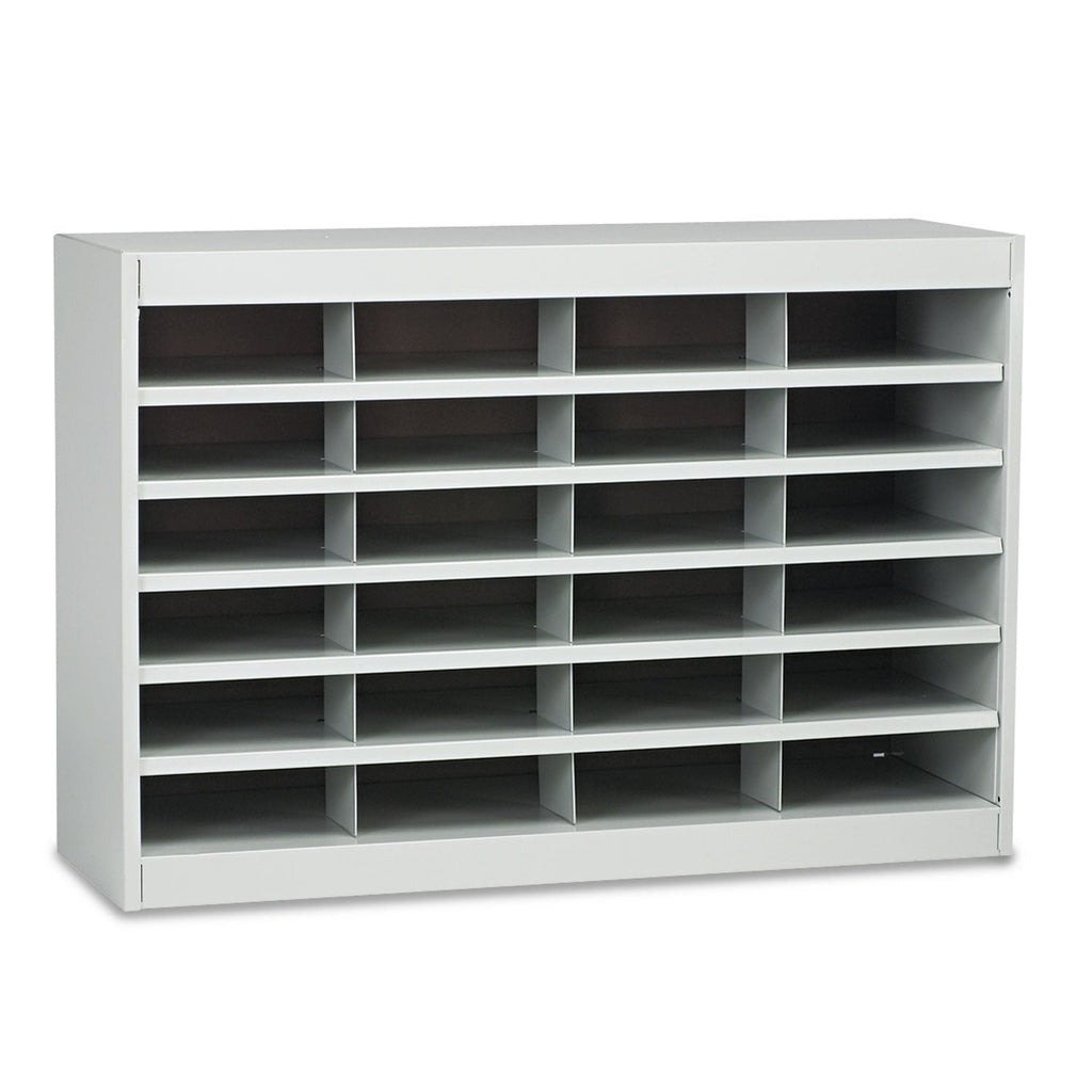 Safco Steel/Fiberboard E-Z Stor Sorter, 24 Compartments, 37.5 x 12.75 x 25.75, Gray