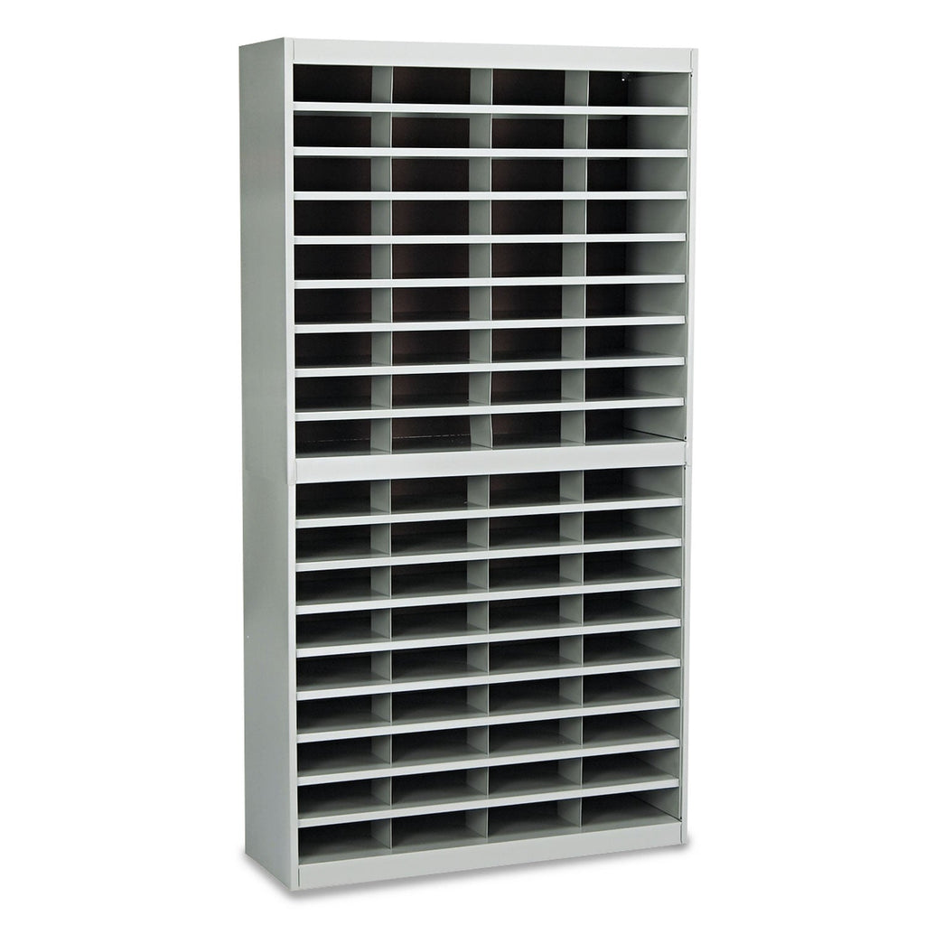 Safco Steel/Fiberboard E-Z Stor Sorter, 72 Compartments, 37.5 x 12.75 x 71, Gray
