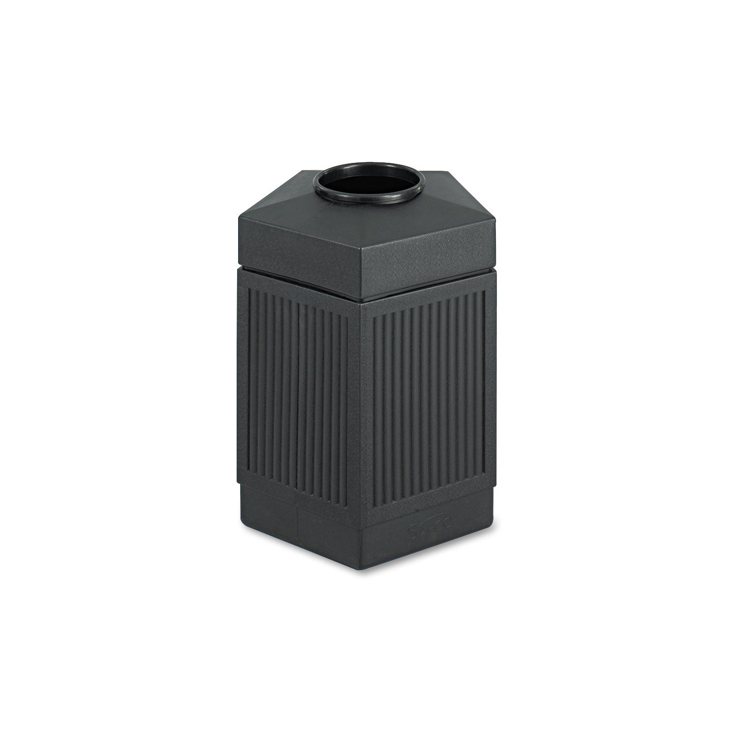 Safco Canmeleon Indoor/Outdoor Receptacle, Pentagon, Polyethylene, 45 gal, Black